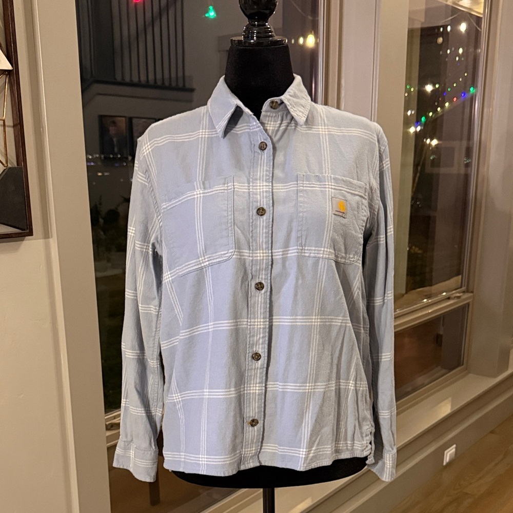 Carhartt Light Blue Plaid Button Down Shirt